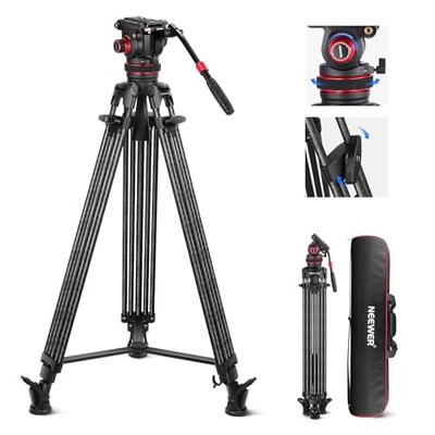 NEEWER 78 inch Video statief koolstofvezel, één stap Quick Release Lock Camera statief met verstelbare demping vloeistofkop, zware dubbele modus QR-plaat compatibel met DJI RS, maximale belasting 22