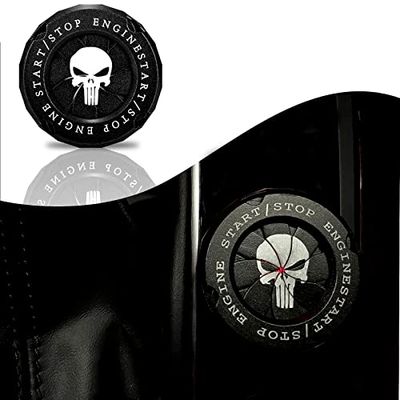 Gseigvee Skull Rotary Car Engine Start Stop Button Cover, Frosted Style DIY Car Engine Push to Start Button Cover, ABS General Motors Ignition Switch Decorative Cover (Skull Black)