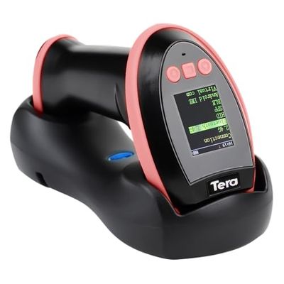 Tera Scanner de Codes-Barres Pro avec écran de réglage numérique et Commande des Touches avec Station de Charge, Connexion par câble sans Fil, Menu en Anglais et Manuel d'utilisation (français Non