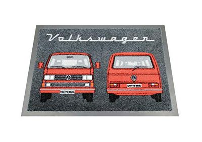 BRISA VW Collection - Alfombra para pies/Felpudo para Puerta con Motivo de T3 Camper Bus (Frontal del Bus/Rojo)