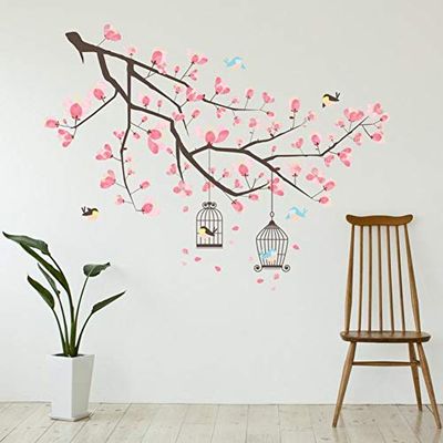 WALPLUS Stickers Muraux Decoration Murale Adhesif Mural Decoration Chambre Auto-Adhésif Résistant à l'huile Walplus Wall Sticker Pink Blossom Flower Tree Art Nursery Living Room Bedroom 30x90cm