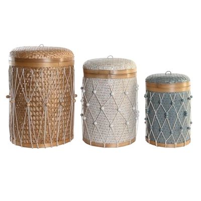 CESTA SET 3 BAMBU ALGODON 46X46X58 35X46 30X38