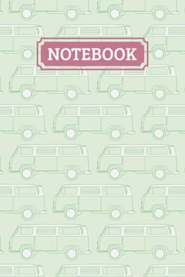 Notebook: Green Retro Camper Van Pattern Cover Journal and Diary for Girls Women Kids 120 pages of Lined Paper for Writing/Note-taking, 6" x 9" inches