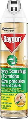 Baygon Spray con Cannuccia Extra Precision, Insetticida per la Cucina, Efficace contro gli Scarafaggi e Formiche, 1 Confezione da 400 ml