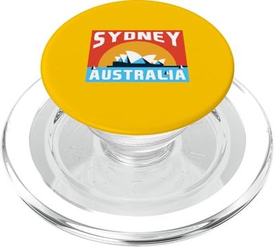 Sydney Opera House On Sunset Colorido Gráfico Retro PopSockets PopGrip para MagSafe