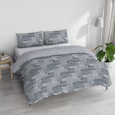 Italian Bed Linen Athena Duvet Cover Set, 100% Cotton, LUCY Blue, Double