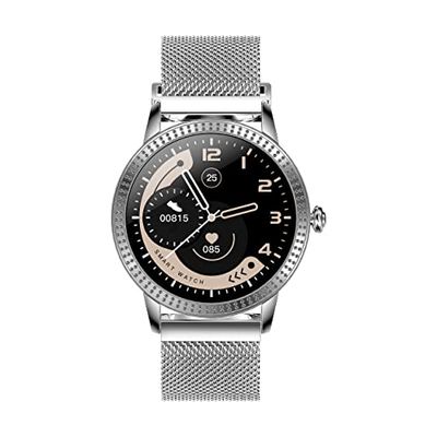 DCU TECNOLOGIC Jewel smartwatch smart watch zinklegering ultralätt och tunn 1,08" pekskärm HD ips silverfärg