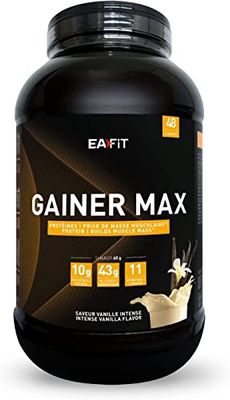 GAINER MAX|EAFIT|Prise de masse Gaine musculaire|Boisson hyperglucidique|Vanille Intense|Un apport de glucide,de vitamines pour le sport pour la prise de poids|Shaker proteine pour la musculation