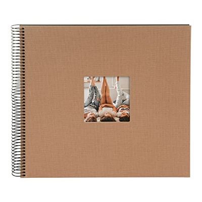 goldbuch Bella Vista 25 419 Spiral Album Hazelnut Photo Book 35 x 30 x 2.8 cm Photo Album 40 Black Pages Picture Album Cover Linen Photo Album with Window Cut-Out Photo Book Hazelnut Brown
