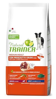 Natural Trainer Medium Comida para Perros Adultos con jamón Crudo - 12 kg