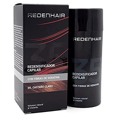 Redenhair - Microfibras Capilares de queratina com efeito redensificador - cor castanho claro - tratamento empilhar para homem e mulher - trazem densidade e volume ao cabelo - 23 g