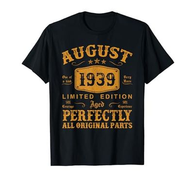 Regalo 85 Años Cumpleaños Hombre Vintage Agosto 1939 Camiseta