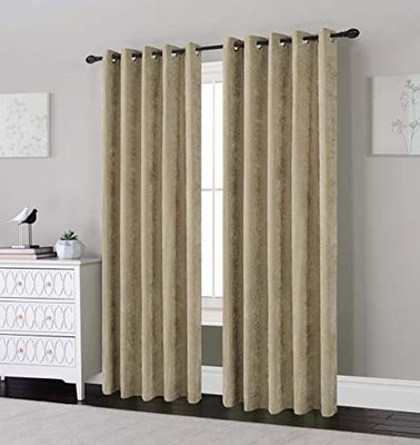 Sleepdown Chenille R/M Lined Eyelet Curtain 100% Polyester Curtain 66 X 72 - Natural