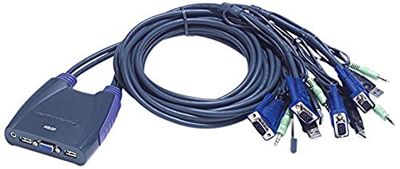 ATEN 4-Port USB VGA/Audio Cable KVM Switch (1.8m) CS64U (up to 2048 x 1536; DDC2B) support - Windows, Linux, Mac, Sun