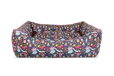 Record - Hondenhok voor notenkraker. Hondenbed van polykatoen met notenkraker-karakters, zacht en comfortabel, M - 70 x 55 x 20 cm
