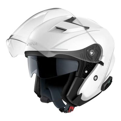 Sena Outstar S Casque à visière avec Bluetooth et intercom intégré & connectivité smartphone (Blanc, XL)