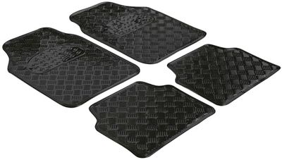 Walser Tapetes de borracha universais metálicos, conjunto completo de tapetes de chapa canelada, tapete protetor preto, cortável 28035