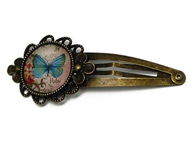 clip retrò rosa retrò farfalla blu ottone resina capelli regali personalizzati regali Natale amici madre compleanno cerimonia nozze ospiti festa della mamma