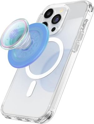 PopSockets: PopGrip Round per Magsafe - Anello Adattatore per MagSafe Incluso - Supporto e Impugnatura per Telefoni Cellulari e Custodia con un Top Intercambiabile - Opalescent Blue