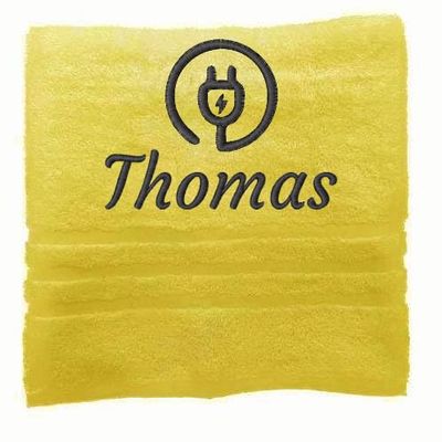 Asciugamano personalizzato con nome e nome del lavoro Nome splendidamente ricamato Asciugamano da bagno Asciugamano in cotone 100% Asciugamano da bagno con nome (100 x 50 cm, Elettricista)