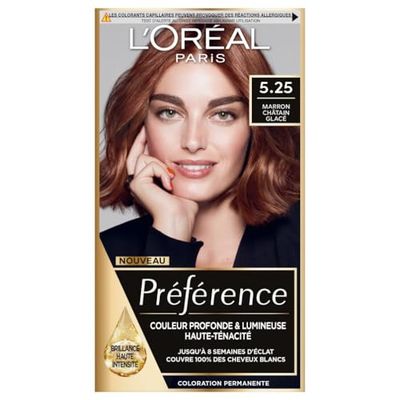 L’ORÉAL PARIS - Coloration Cheveux Permanente - Longue Durée & Lumineuse - Couvre 100% des Cheveux Blancs - Préférence - Nuance : Antigua (5.25), Marron Chocolat Glacé