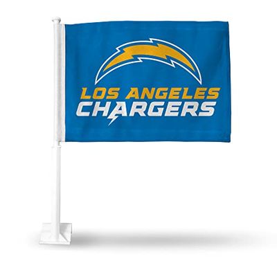 Rico Industries NFL Los Angeles Chargers Bolt - Bandera de doble cara para coche, 16 x 19 pulgadas, poste fuerte que se engancha en coche/camión/automóvil