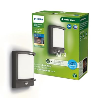 Philips Samondra UltraEfficient, Applique d'extérieur 3,8 W, 2700 K, antracite, détecteur de mouvement, IP44 résistante aux intempéries