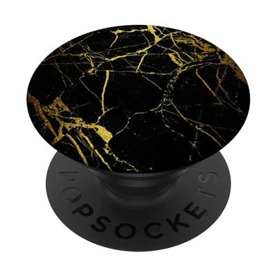 PopSockets Effetto-Marmo-Oro-E-Nero - Disegno-Nero-Marmorizzato PopGrip: Impugnatura per Telefoni Cellulari e Tablet Intercambiabile