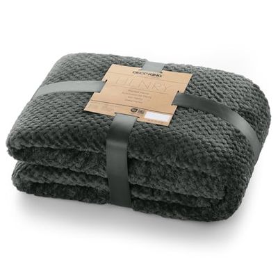 DecoKing gosig filt 150 x 200 cm grafit filt mikrofiber levande filt överkast fleece mjuk mjuk gosig skandinavisk stil grå antracit Henry