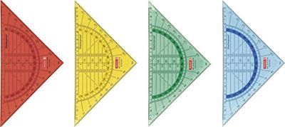 Brunnen 104975402 Geometrische driehoek/geodriehoek voor school en kantoor 16 cm, onbreekbaar, 4 verschillende kleuren)