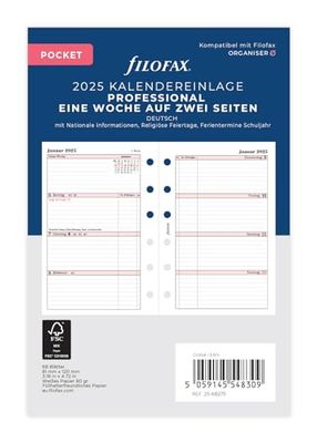 Filofax Pocket Professional 1 semana en 2 páginas (en alemán)2025
