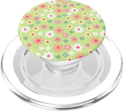 Verde Rosa Primavera Verano Floral Estética Patrón PopSockets PopGrip para MagSafe