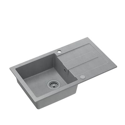 QUADRON | CHRISTIAN 111 | Lavello in granito | Montaggio a 1 vasca | Dimensioni: 78 x 45 x 18,5 cm | Base per armadio da 50 cm (grigio)