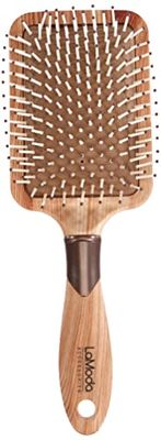 LaModa Bare Essentials, spazzola grande in legno naturale, con dettagli in oro rosa, per capelli bagnati o asciutti.