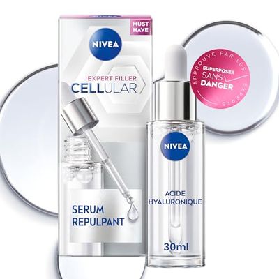 NIVEA Cellular Expert Filler Sérum Repulpant à l'Acide Hyaluronique (1x 30 ml) — Sérum visage enrichi en Micro Acide Hyaluronique pur — Soin Anti Rides Repulpant