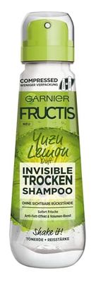Garnier Invisible Dry Shampoo for Flat Oily Hair with Volume Boost Fresh Citrus Fragrance Yuzu Lemon Fructis 100 ml