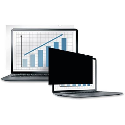 Fellowes PrivaScreen Anti Glare Black Privacy Filter & Screen Protector For Laptop & Monitor, 17" Inches 16:10 Widescreen - Easy Attach & Removal With Quick Reveal Tabs