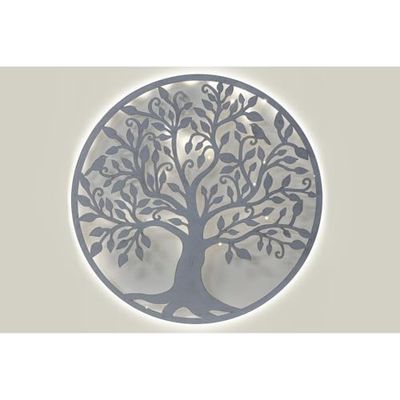 DECORACION PARED LED METAL 99X2X99 ARBOL BLANCO