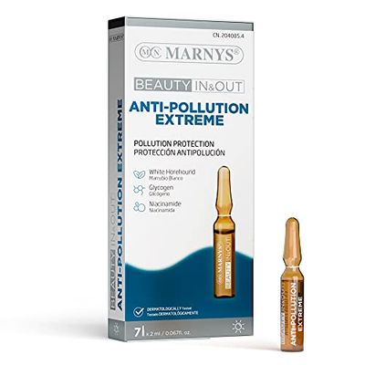 Marnys Fiale cosmetiche antipollution Extrem - Pelli esposte all'inquinamento ambientale e digitale - 7 fiale da 2 ml per due settimane - Marrubio bianco, Niacinamide e Glicogeno 60 g