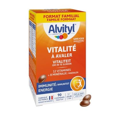 Alvityl - Comprimés Vitalité - 12 vitamines et 8 minéraux - Dès 6 ans - Maxi Format 90 comprimés