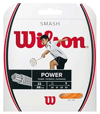 Wilson Smash 66 Corda da Badminton, 10 Metri, 0.68 mm, WRR9429OR, Arancione