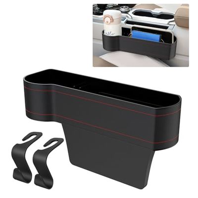 Porte-gobelet de Voiture en Cuir synthétique - Organiseur de Voiture - Boîte de Rangement pour café, Boisson, Bouteille, Lait - Deux pièces