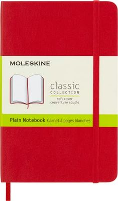 Moleskine Classic Plain Paper Notebook, Soft Cover and Elastic Closure Journal, Color Scarlet Red, Size Pocket 9 x 14 A6, 192 Pages