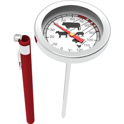 BROWIN® Termometro analogico per arrosti con custodia 100600 | 0-120 °C | Termometro da giardino in acciaio inox | termometro per carne per forno, barbecue e barbecue | termometro per carne