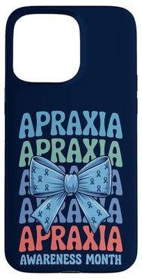 Blue Bow Coquette Apraxia Awareness Blue Ribbon Apraxia Case for iPhone 15 Pro Max