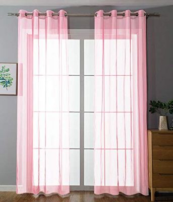 Gardinenbox Juego de 2 Cortinas Transparentes con Ojales para salón, 245 x 140 cm, Color Rosa Claro, 203322