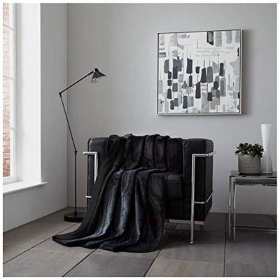 GC GAVENO CAVAILIA Flannel Sherpa Blanket, Easy Care Cosy & Warm Throw, Cuddly Throws For Sofas, Black, 200X240 Cm