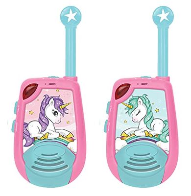 Lexibook, Unicorno, Walkie-Talkie Digitale per Bambini, Raggio di Trasmissione di 2 km, Funzione Luce Morse, Clip da Cintura per Il Trasporto, Funzionamento a Batteria, Rosa, TW25UNI