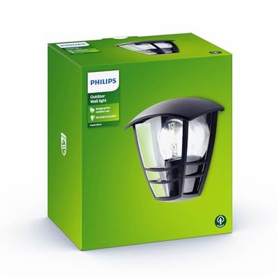Philips LED Creek Lampada da Parete per Esterni, Luce Diffusa, Alluminio, Nero