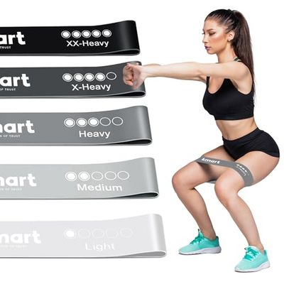 K-MART Set di 5 fasce di resistenza con 5 diversi livelli di resistenza, ideale per allenamenti in palestra a casa, yoga e pilates, include borsa per riporre oggetti (grigio ardesia)
